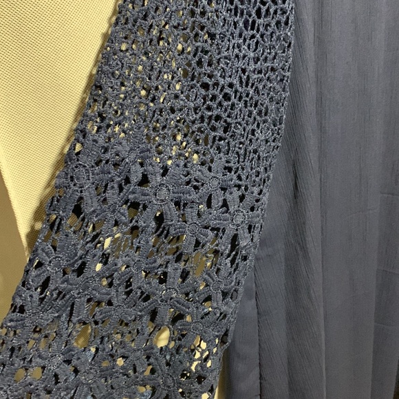 MakeMeChic Women's Casual Crewneck Half Sleeve Summer Chiffon Tunic Dress Navy L - Picture 2 of 5